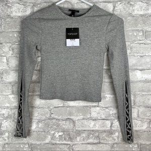 TOPSHOP Long Sleeve Criss Cross Tee